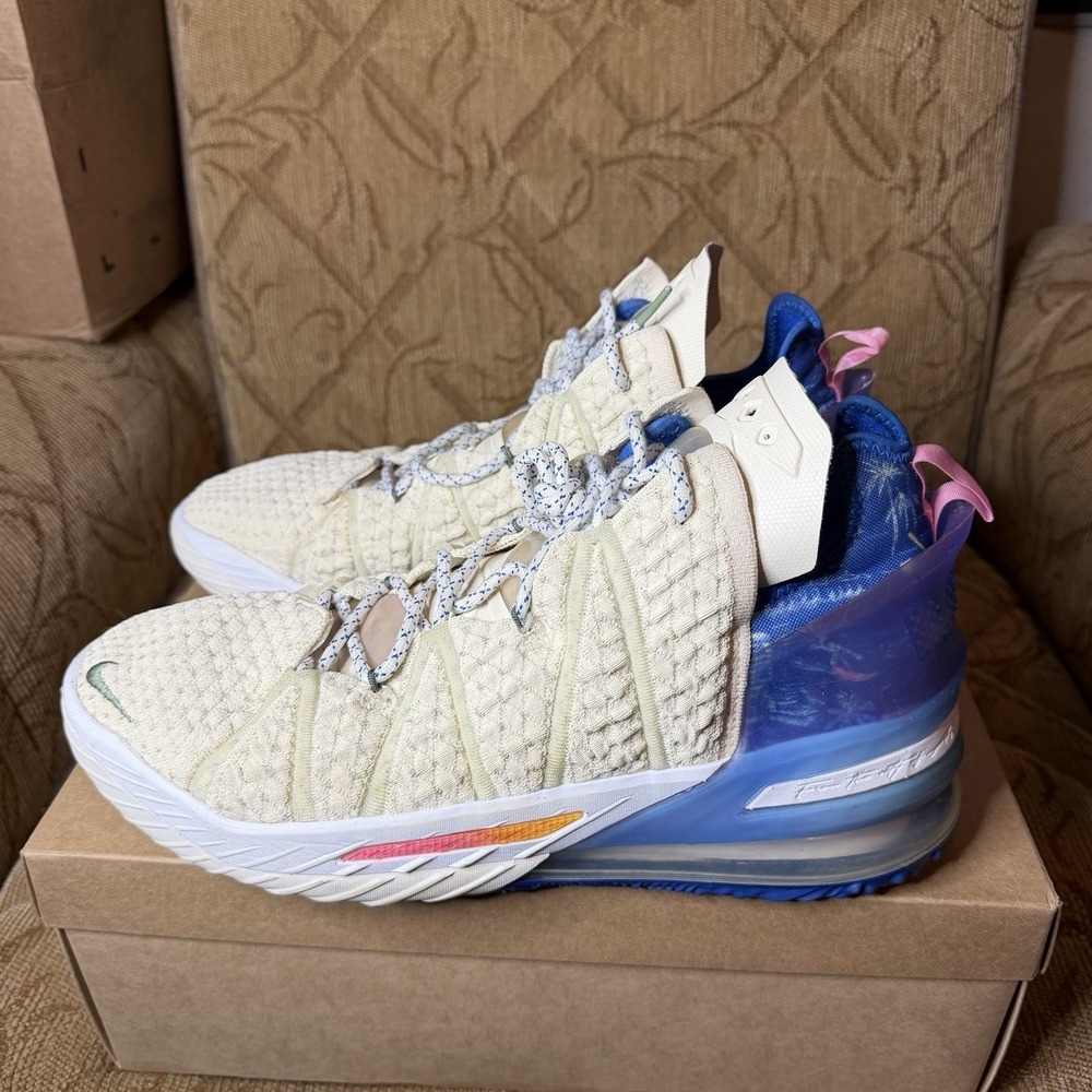 Nike LeBron 18 Los Angeles by Day Cream White Men's Size 12‎ DB8148-200